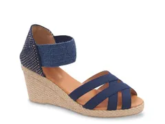 アンドレア アース レディース シューズ サンダル Andre Assous Adin Espadrille Wedge Sandal Navy ネイビーのサムネイル
