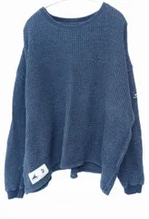 ディセンダント DESCENDANT 22AW GAUFRE WAFFLE LS ロゴ 刺繍 ゴーフル ワッフル クルーネック ニット セーター 222ATDS-CSM22 2 インディゴ ブランド古着ベクトル 中古260128のサムネイル