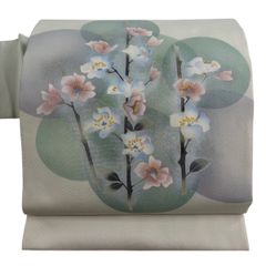 着物と帯 時流】N25747◇正絹 九寸名古屋帯◇シルバー 花文様 楽天市場 