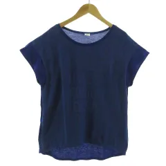ダブルネーム DOUBLE NAME Tシャツ 半袖 切替え シースルー ロゴ ブルー 青 Fのサムネイル