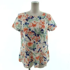 ポール&ジョー シスター PAUL&JOE SISTER カットソー 半袖 裾フレア 鳥 花柄 ライトベージュ ピンク系 ブルー 青 グリーン 緑 イエロー 黄 1のサムネイル