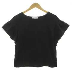 エムズセレクト m’s select カットソー  ボートネック 半袖 フレアスリーブ 裾スリット コットン混 ブラック 黒 38のサムネイル