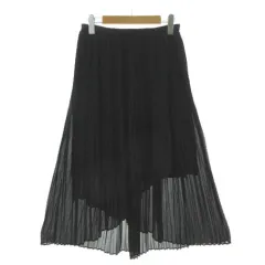 コントワーデコトニエ COMPTOIR DES COTONNIERS プリーツサテンラップスカート 01894F032A フレア ミモレ丈 ブラック 黒 Lのサムネイル