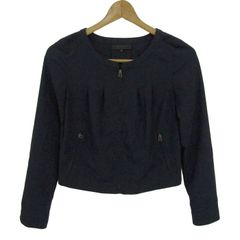 アンタイトル ノーカラージャケット アウター 日本製 レディース 1サイズ ネイビー UNTITLED 【中古】