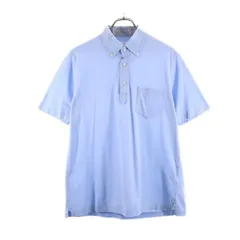 LANVIN ランバン 日本製 半袖 ボタンダウン ポロシャツ L 水色系 メンズ 古着のサムネイル