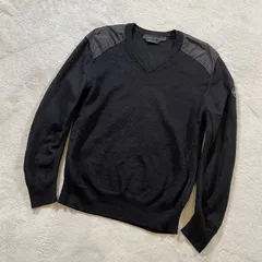 カナダグース メリノウール Vネック ニット セーター 6965M 黒 L/G CANADA GOOSE サザビーリーグ 正規品 ワッペン付 切替 ナイロン 18535のサムネイル