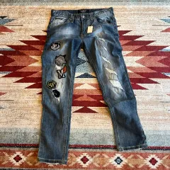 PHILIPP PLEIN(フィリッププレイン) ワッペン ストレート デニム ズボン 33のサムネイル