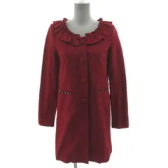 ジルスチュアート JILL STUART コート 092-151050 ノーカラー フリル ビジュー コットン レッド 赤 Sのサムネイル