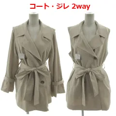 ナイスクラップ NICE CLAUP 袖取り外しポンチョコート 230130 コート ジレ 2way リボンベルト ベージュ Fのサムネイル