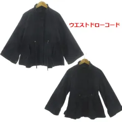 自由区 オンワード樫山 ショートケープコート JKW7YS0220 スタンドカラー ウエストドローコード サイドファスナー ジップアップ ネイビー 紺 32のサムネイル