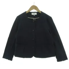 ハリス HARRISS コットン天竺ノーカラージャケット FJ181-54257 日本製 ネイビー 紺 36のサムネイル