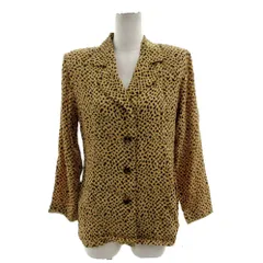 イヴサンローラン YVES SAINT LAURENT ジャケット ビンテージ テーラードカラー シングル 3B 薄手 アニマル柄 ブラウン系 茶系 ブラック 黒 36のサムネイル