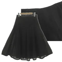 ソニア ソニアリキエル SONIA SONIA RYKIEL ステッチウールフレアスカート ミディ丈 タック 裾ベロアパイピング ブラック 黒 40のサムネイル