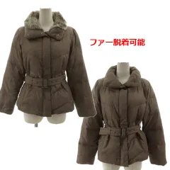 コムサイズム COMME CA ISM ラビットファー ダウンジャケット 12-47UM41 ジップアップ ベルト付き ダウン70％ ブラウン系 茶系 Mのサムネイル