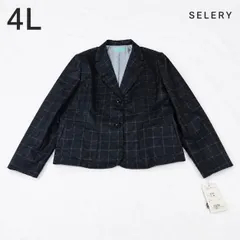 タグ付き未使用 SELERY セロリー S-23699 17号 4L 大きいサイズ テーラードジャケット チャコールグレー ウィンドウペンチェック ウール混 日本製 事務服 オフィス DEC-0479のサムネイル