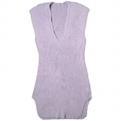 新品 Mame Kurogouchi マメクロゴウチ 22SS 日本製 Washable Linen Knitted Vest ウォッシャブルリネンニットベスト MM22SS-KN021 1 PURPLE ジレ 定価31,900円 ノースリーブ g19814のサムネイル