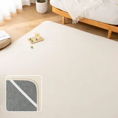 190X190 おしゃれ 洗える 滑り止め付 防ダニ 防臭 抗菌 通気性 光触媒加工 ひんやり アイボリー 吸湿速乾 低反発ウレタン 190×190cm(約2畳) ラグカバー 冷感ラグ 接触冷感 カーペット 夏用ラグマット OIGAEのサムネイル