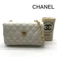 良品 CHANEL シャネル ココマーク ミニマトラッセ ラムスキン チェーン ショルダー バッグ ターンロック ホワイト レディース r1577のサムネイル