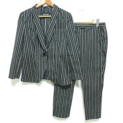 美品 GIORGIO ARMANI ジョルジオアルマーニ ストライプ テーラードジャケット スラックス セットアップ スーツ 38 ブラック ホワイト レディース 古着 中古 USEDのサムネイル
