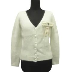美品 Blumarine ブルマリン アンゴラ カーディガン ニット セーター ブローチ I42 白 ホワイト レディース 古着 中古 USEDのサムネイル