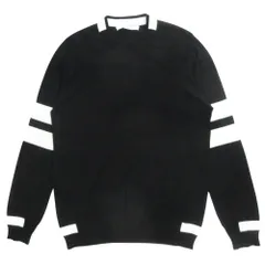 美品 GIVENCHY ジバンシィ ダブルストライプ ニット セーター 長袖 薄手 クルーネック サイズS 黒 ブラック 白 ホワイト メンズ 古着 中古 USEDのサムネイル