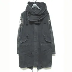 美品 CHRISTIAN DADA クリスチャンダダ 2way レザースリーブ デニム モッズコート サイズS ブラック メンズ 古着 中古 USEDのサムネイル