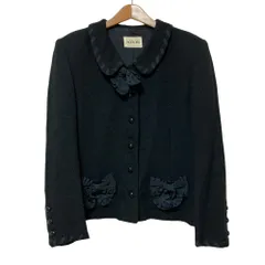 美品 INGEBORG インゲボルグ リボンポケット ジャケット M ブラック レディース 古着 中古 USEDのサムネイル