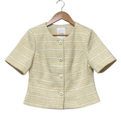 美品 Her lip to ハーリップトゥ Louise Classic Tweed Jacket ショートスリーブ ツイードジャケット 1251307141 S イエロー レディース 古着 中古 USED