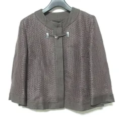 Max Mara マックスマーラ リネンコットン メッシュ ノーカラージャケット サイズ36 ブラウン レディース 古着 中古 USEDのサムネイル