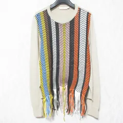 美品 TORY BURCH トリーバーチ カシミヤブレンド メッシュレザー ドッキングニット セーター XXS ベージュ マルチカラー レディース 古着 中古 USEDのサムネイル