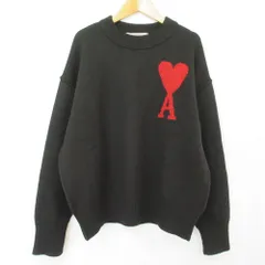 良品 AMI PARIS アミパリス ブラック ウール Ami De Coeur クルーネック セーター Sサイズ ブラック メンズ レディース 古着 中古 USEDのサムネイル