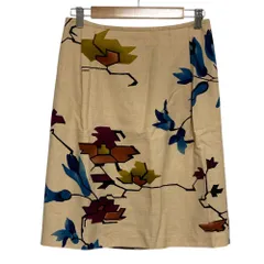 良品 Dries Van Noten ドリスヴァンノッテン 総柄プリント タックスカート サイズ36 ベージュ レディース 古着 中古 USEDのサムネイル