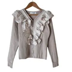 美品 Her lip to ハーリップトゥ Ruffle Pleated Knit Cardigan ニットカーディガン 1264202023 サイズM ピンクベージュ レディース 古着 中古 USEDのサムネイル