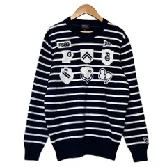 美品 PEARLY GATES パーリーゲイツ ボーダー ニット セーター ゴルフウェア 5 ネイビー ホワイト メンズ 古着 中古 USEDのサムネイル