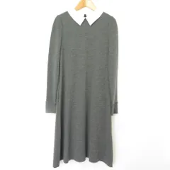 美品 FOXEY フォクシー Marion 白襟付き ニットドレス ワンピース 37125 サイズ38 グレー レディース 古着 中古 USEDのサムネイル