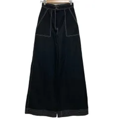 美品 24SS Max Mara マックスマーラ ホワイトステッチ ワイドデニムパンツ 24111310226 サイズ36 ブラック レディース 古着 中古 USEDのサムネイル