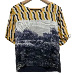 良品 DRIES VAN NOTEN ドリスヴァンノッテン 風景画プリント カットソー サイズXS ネイビー レディース 古着 中古 USEDのサムネイル