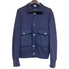 美品 GIORGIO ARMANI ジョルジオアルマーニ ウールカシミヤ ドライビングブルゾン ジャケット サイズ48 ネイビー メンズ 古着 中古 USEDのサムネイル