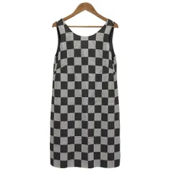 未使用 EMPORIO ARMANI エンポリオアルマーニ チェッカーフラッグ ノースリーブ ミニワンピース 38 グレー ブラック レディース 古着 中古 USEDのサムネイル