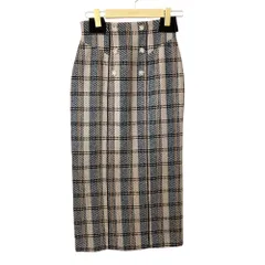 未使用 Herlipto ハーリップトゥ Over Check Long Skirt タイト ロングスカート 1234304113 サイズM バター ベージュ レディース 古着 中古 USEDのサムネイル