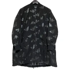 美品 EMPORIO ARMANI エンポリオアルマーニ WATER REPELLENT ロゴプリント ドローコード パデッドコート ジャケット 36 ブラック レディース 古着 中古 USEDのサムネイル