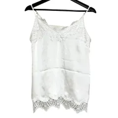 美品 25AW NOBLE ノーブル リバーレーストリミングサテンキャミソール カットソー 25051240112040 サイズF ホワイト レディース 古着 中古 USEDのサムネイル