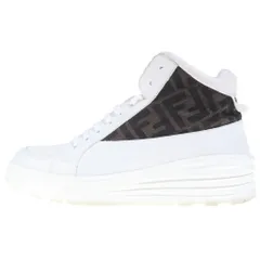 FENDI (フェンディ) FFズッカ柄 メッシュ レザー ハイカットスニーカー ホワイト 7E1315 A9SA F150Fのサムネイル