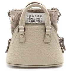 Maison Martin Margiela (メゾンマルタンマルジェラ) 5AC ベビー ミニハンドバッグ ショルダーバッグ ベージュ キャンバス×レザー シルバー金具のサムネイル