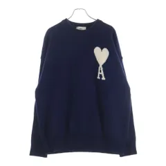 ami (アミ) CREW NECK SWEATER ロゴデザイン クルーネック ニットセーター ネイビー UKS002.018 00412のサムネイル