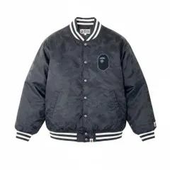 89g20 A Bathing Ape アベイシングエイプ Tonal Solid Camo Padded Varsity Jacket スタジャン カモフラ柄 001HJJ8010541 サイズXL ブラック メンズt18rのサムネイル