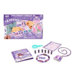 Sky Castle Sticki Roll x Aphmau トイペンダント&ブレスレットセット – オリジナルウェアラブルシェア可能ステッカー トイジュエリーとコレクターページ付き – 限定版 – パープルピンクキャット [パープルピンクキャット]