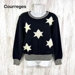 Courreges クレージュ ロゴ刺繡 スター ウールニットセーター ブラック 星のサムネイル