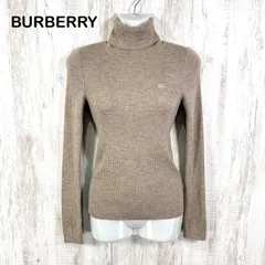 00s BURBERRY BLUE LABEL バーバリーブルーレーベル ホースロゴ刺繡 タートルネック ウール リブニット ベージュ y2kのサムネイル