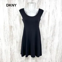 DKNY ディーケーエヌワイ ダナキャランニューヨーク ストレッチ ノースリーブ フレアワンピース ブラックのサムネイル